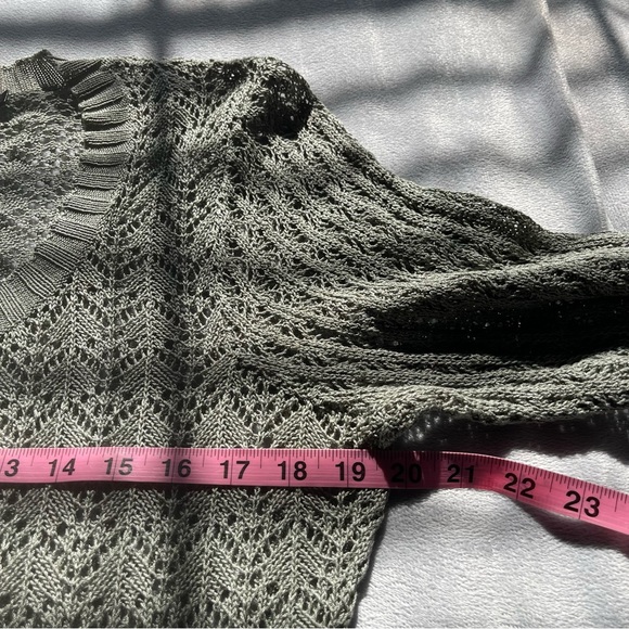Peruvian Connection sage open knit 100% pima cotton lightweight cardigan, XL - Picture 9 of 12